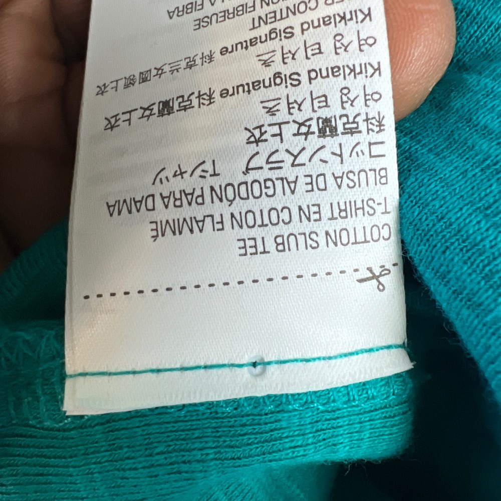 Kirkland Signature Teal Blue Cotton Slub Tee 3/4 Sleeve Scoop Neck XXL 7991664 - Picture 8 of 10